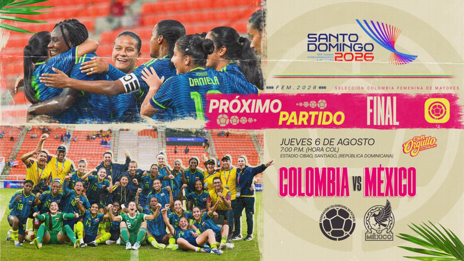 Hora y día del partido de la selección Colombia vs México en los Juegos Centroamericanos y del Caribe - crédito Federación Colombiana de Fútbol