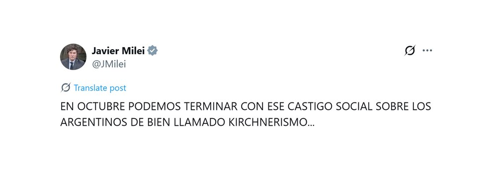 La publicación de Milei sobre