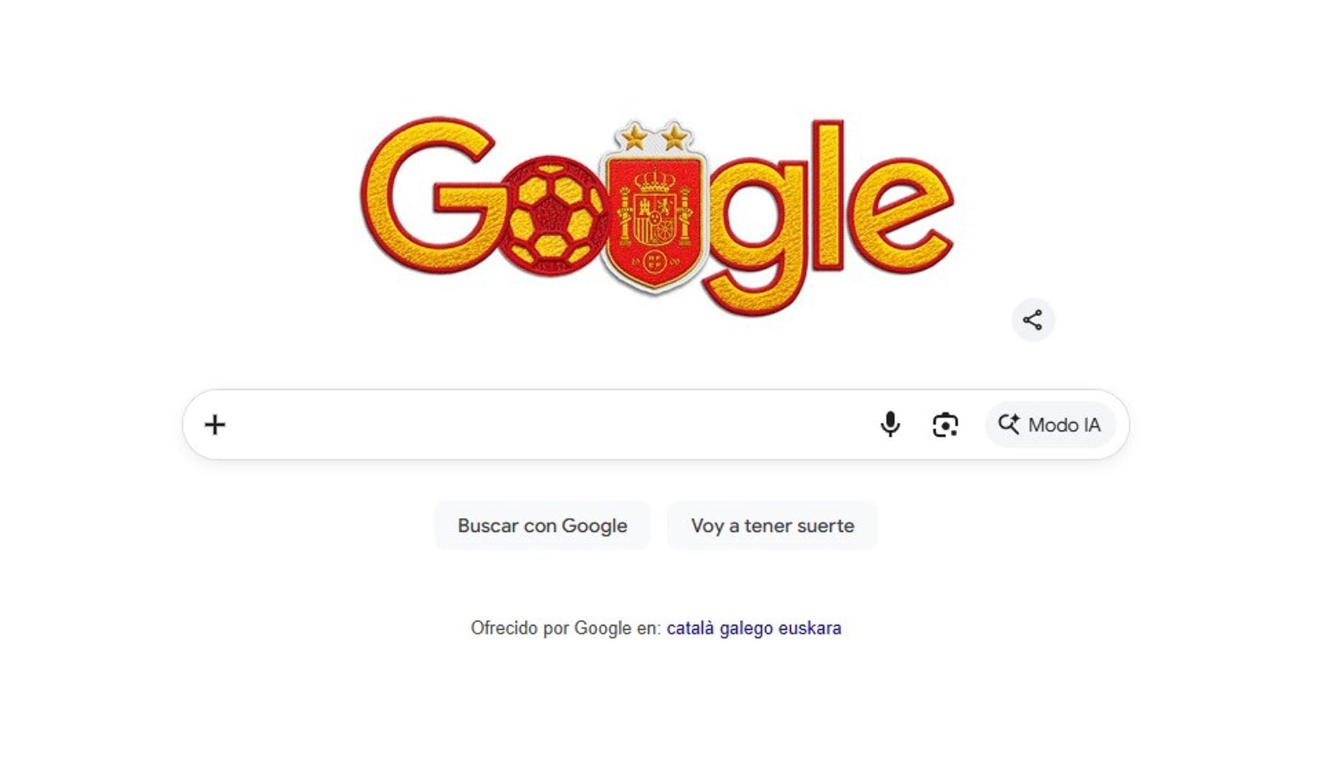 Google se tiñe de rojigualda, con el escudo de la RFEF y las dos estrellas