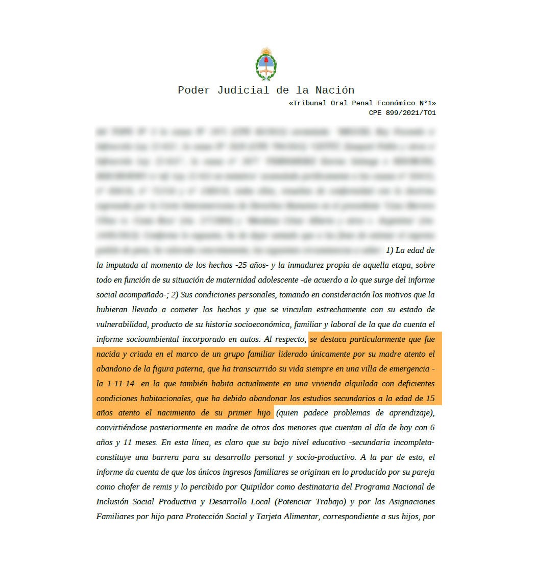 Fragmento del informe socioambiental sobre Rosa Micaela Quipildor