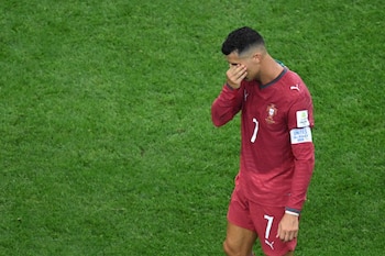 España venció 1-0 a Portugal en Arlington con un gol de Mikel Merino en el minuto 90 y eliminó al equipo de Cristiano Ronaldo del Mundial 2026 (AP Foto/Jessica Tobias)