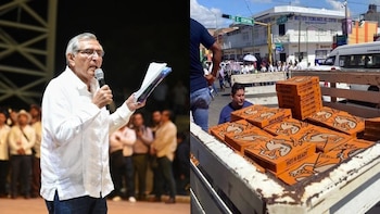 Adán Augusto repartió pizzas a