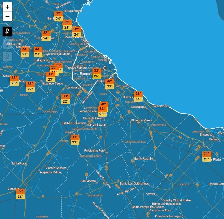 El SMN mantiene alerta naranja por calor extremo en CABA y sus alrededores, con máximas previstas de hasta 33 °C este jueves