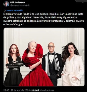 Erik Anderson destacó la carga de nostalgia de 'El diablo viste a la moda 2'. (X)