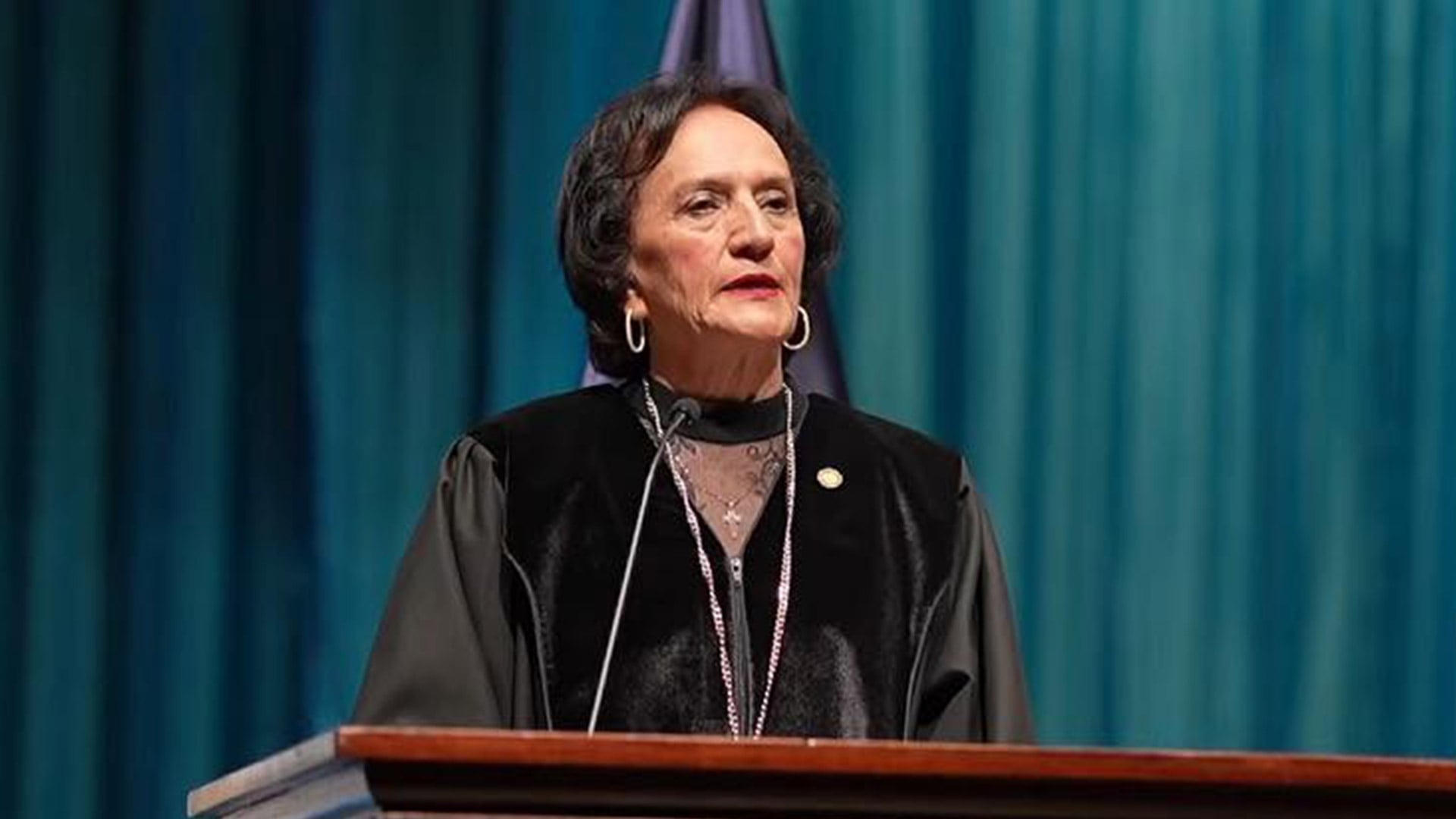 Primera presidenta de la Corte de Constitucionalidad periodo 2026-2027, Magistrada Annabella Morfín, en su discurso inicial, afirma la importancia del respeto a la supremacía constitucional. (fotografía: Guatemala Visible)