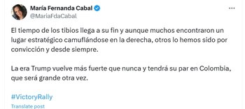 La senadora Cabal celebró los