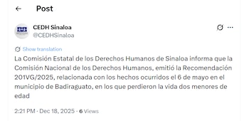 Parte del informe de la