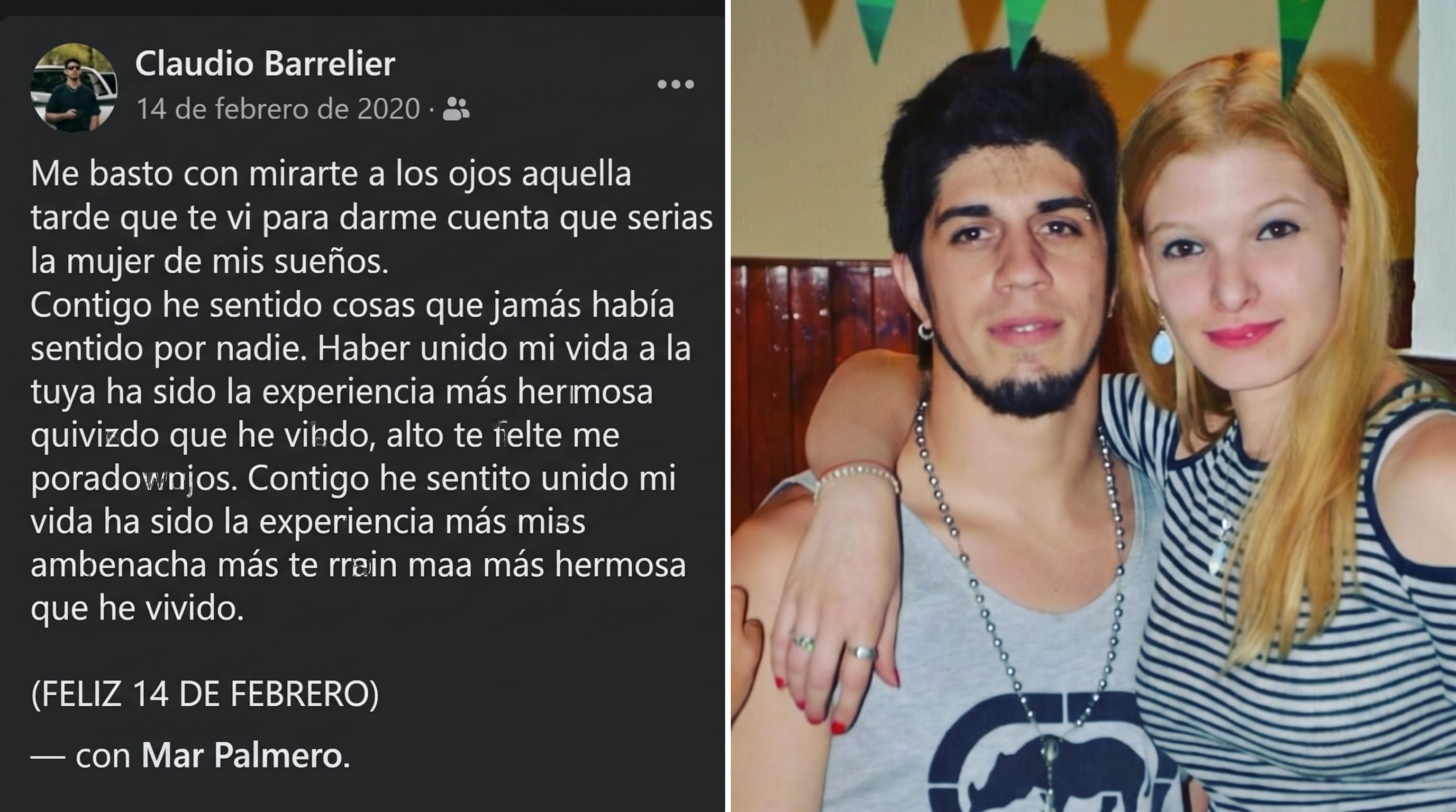 Publicaciones de Facebook entre Claudio Barrelier y Marianela Palmero