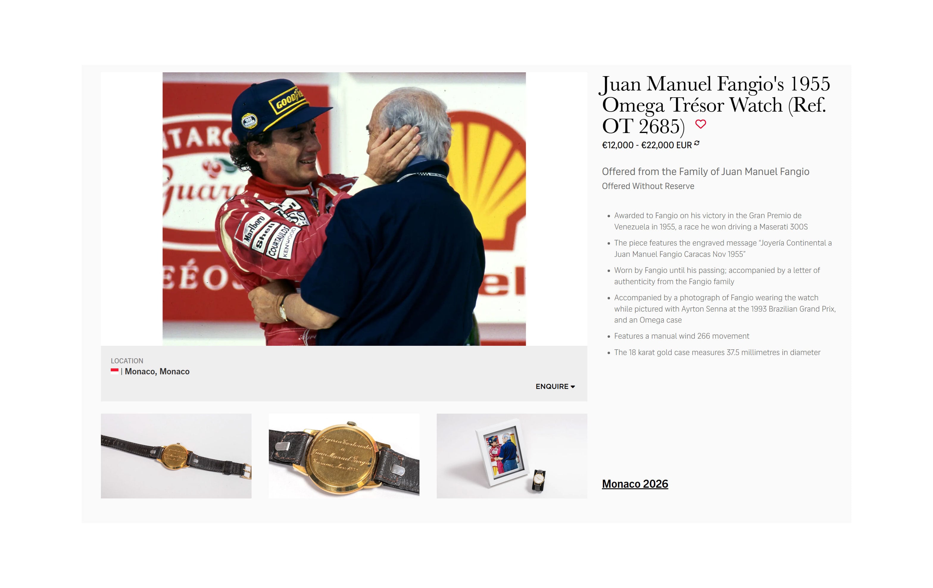 El reloj usado por el Chueco el día de su abrazo con Senna en el podio de Brasil 1993