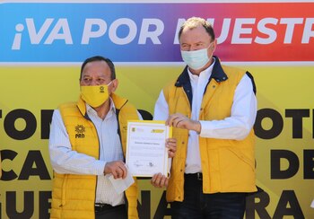 Jesús Zambrano y Ernesto Gándara Carnou, candidato a la gobernatura del estado de Sonora.