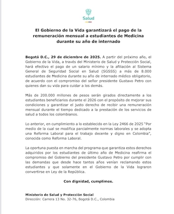 El Ministerio de Salud aseguró