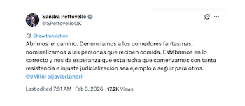 Sandra Pettovello se refiere a
