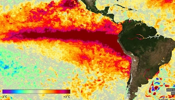 La NOAA elevó la alerta por Súper El Niño tras detectar una anomalía de +1,8 °C en el Pacífico central (NASA)