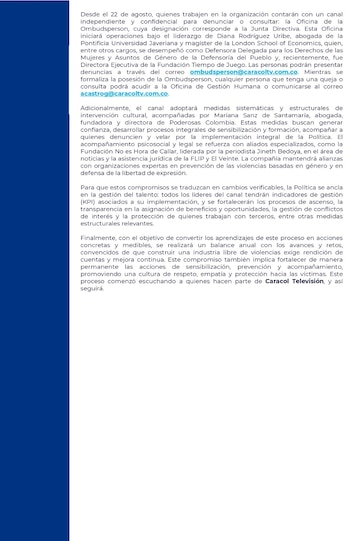 El presidente de Caracol Televisión les habló a sus equipos y prometió cambios sostenidos tras las denuncias - crédito @CaracolTV/X