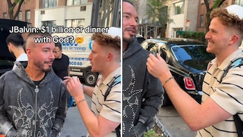 J Balvin respondió una pregunta sobre Dios y dinero en un video viral con Gabe Einhorn - crédito @gabe_einhorn/Instagram