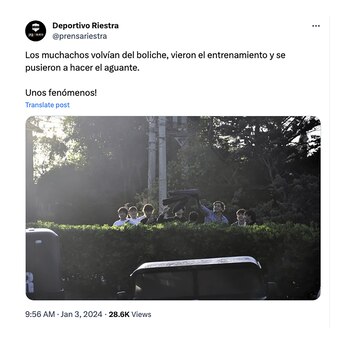 El simpático tuit de Riestra