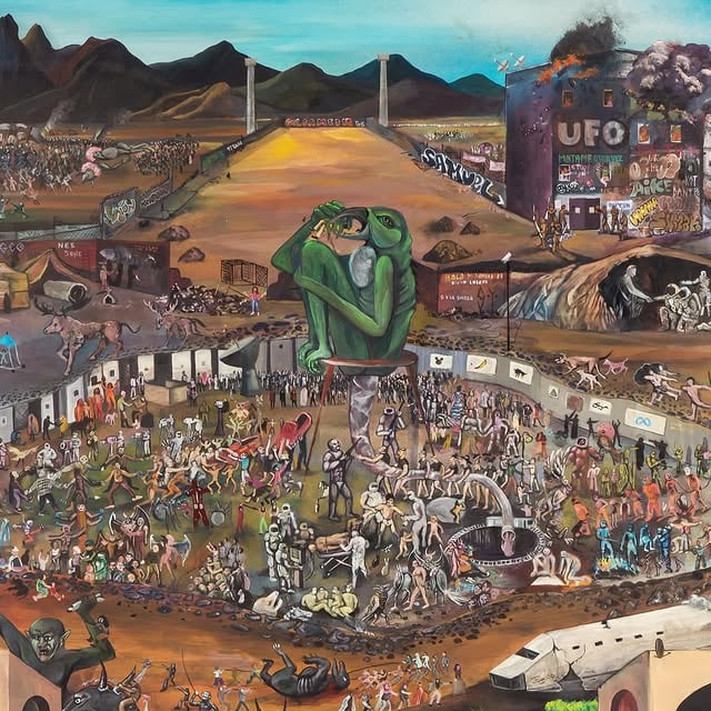 Detalle del tríptico ”las visiones de Samuel Sumak” del colectivo UFO