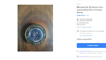 Costo moneda 20 pesos. (Foto: