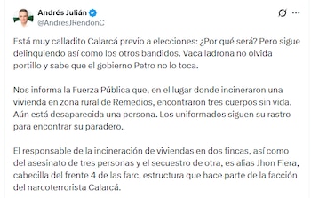 El Gobernador confirmó el hallazgo de tres personas muertas en el atentado - crédito @AndresJRendonC/X