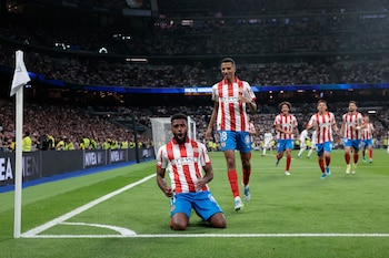 Lemar, tras anotar el 1-1. EFE/ Juanjo Martin