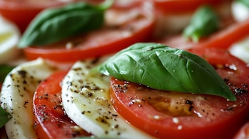 Ensalada caprese, tomate, burrata. (Imagen