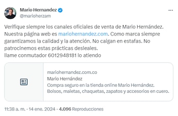 Mario Hernández solicitó revisar los comercios electrónicos antes de realizar transacciones - crédito captura de pantalla.