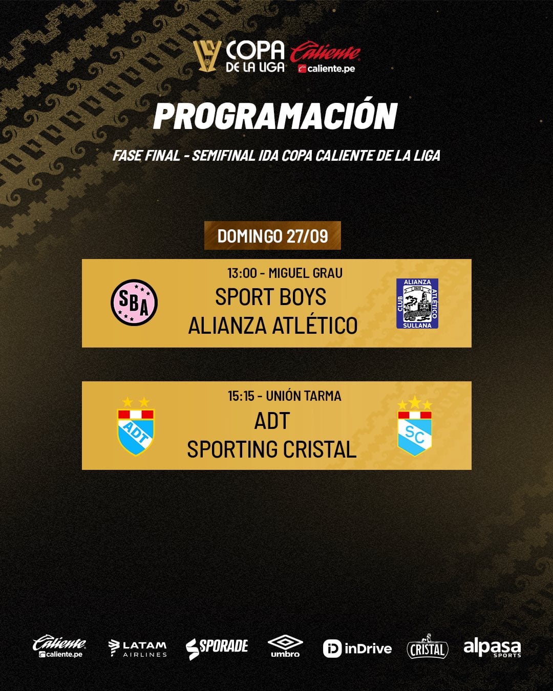 Así se jugarán las semifinales ida de la Copa de la Liga 2026.