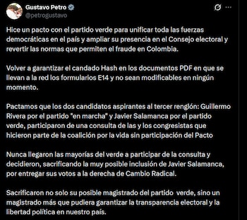 Gustavo Petro - crédito @petrogustavo/X