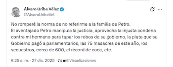 El expresidente Álvaro Uribe Vélez