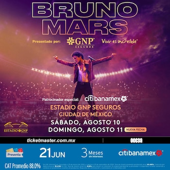 Bruno Mars nueva fecha. (Ocesa)