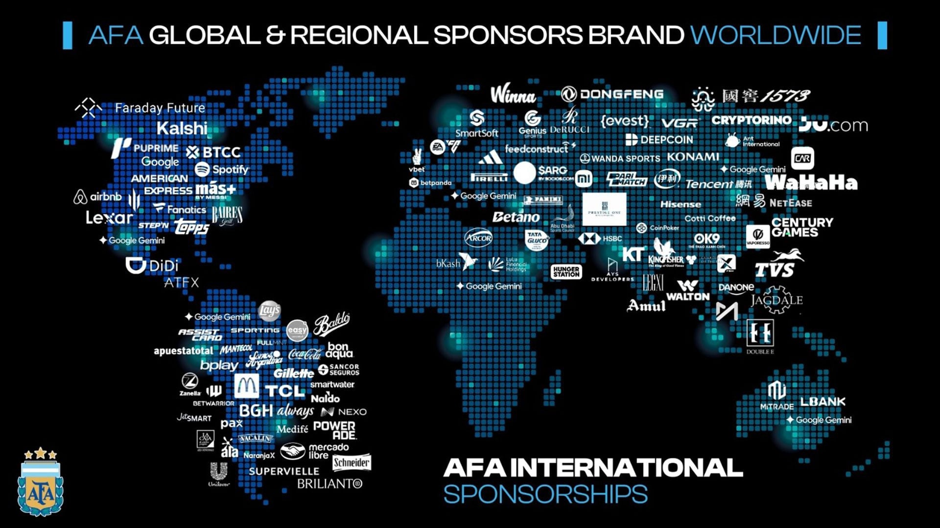 El mapa que muestra la expansión comercial global de la AFA