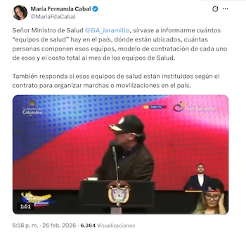 La senadora María Fernanda Cabal