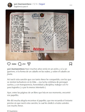 El artista compartió la publicación