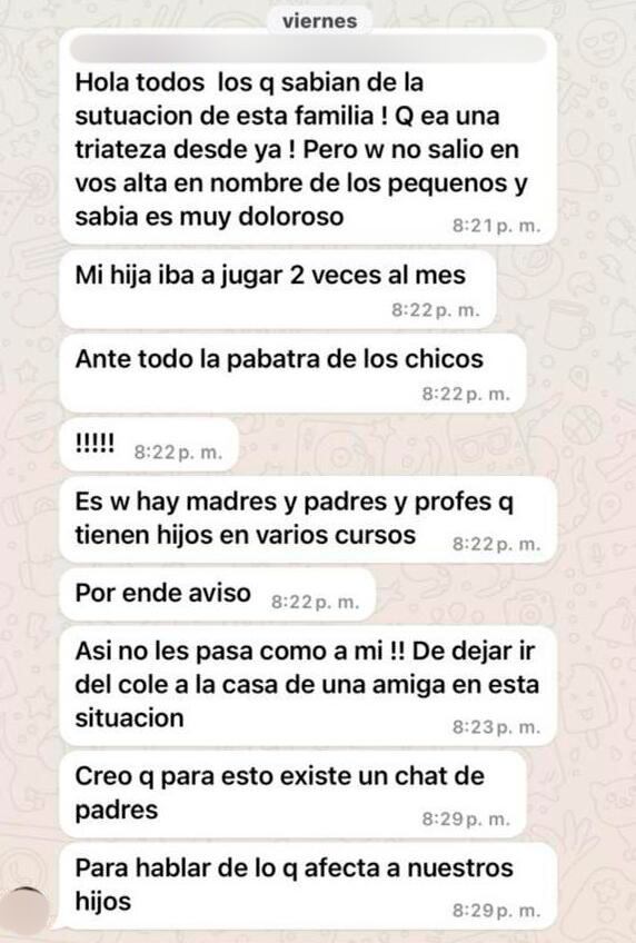 Los chats en el grupo de madres del colegio Palermo Chico