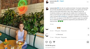 Post en Instagram de Sara