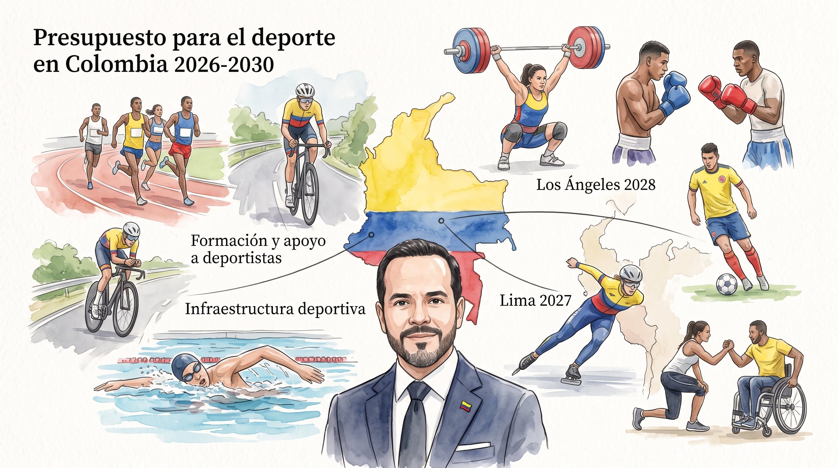 El deporte durante el gobierno de Abelardo de la Espriella tiene como principales retos los eventos del ciclo olímpico y los Juegos Olímpicos de Los Ángeles 2028 - crédito Imagen Ilustrativa Infobae