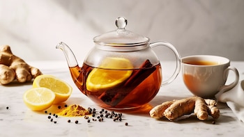 Las infusiones herbales como jengibre,