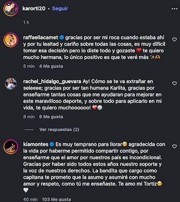 Los mensajes de agradecimiento a Karla Ortiz por su etapa en la selección peruana.