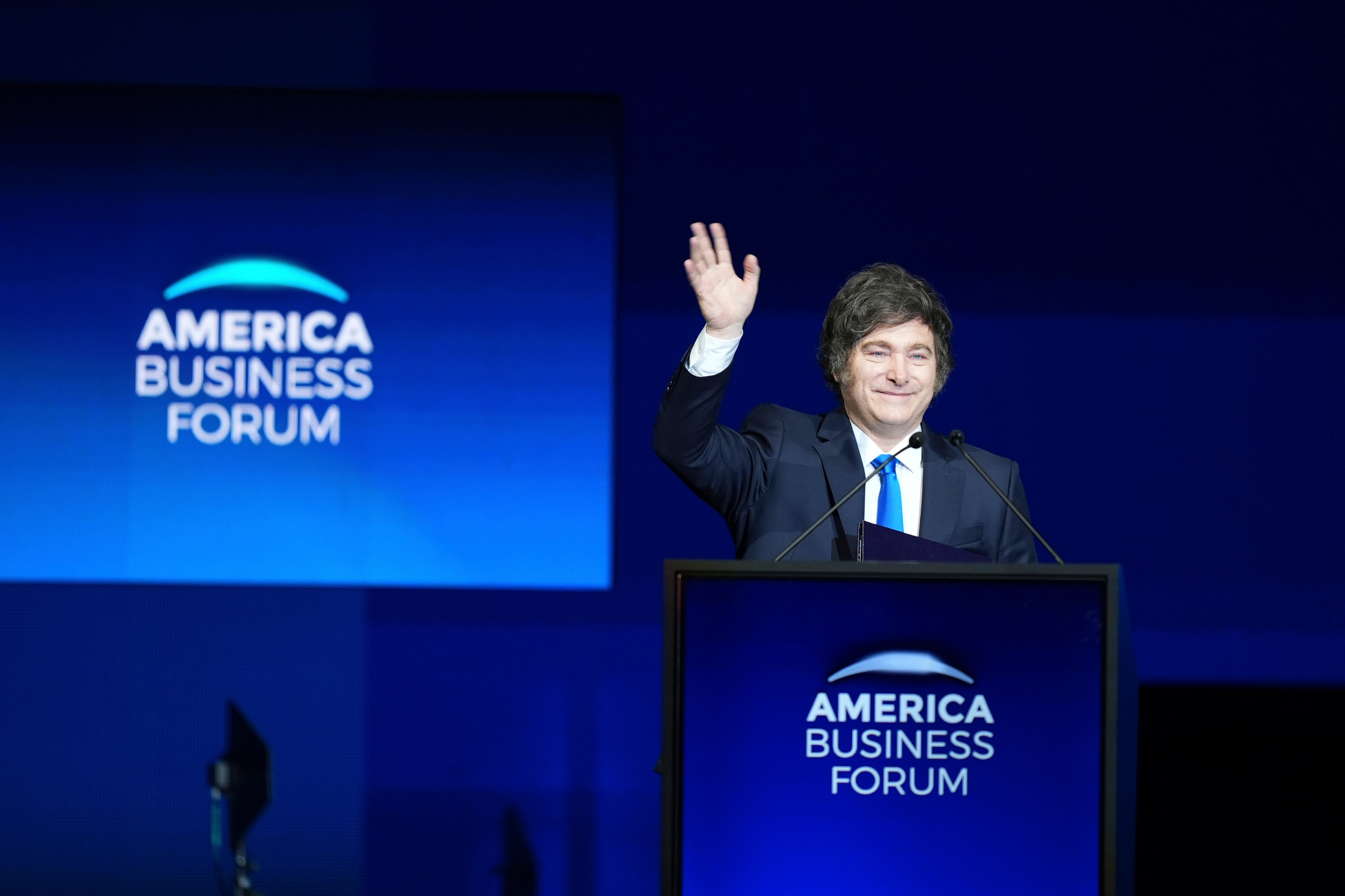 Javier Milei en el America Business Forum de Miami (AP)
