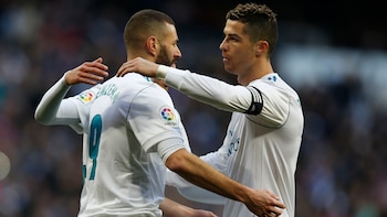 Karim Benzema celebra con Cristiano