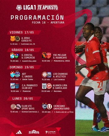 Programación fecha 16 del Torneo