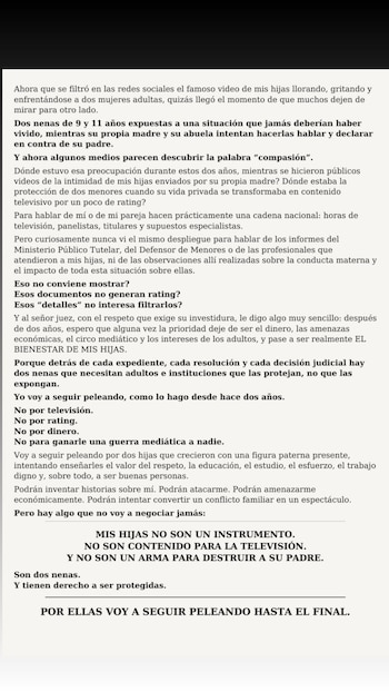 Icardi cuestionó a los medios por invocar compasión tras la viralización y por haber difundido durante dos años la intimidad de sus hijas
