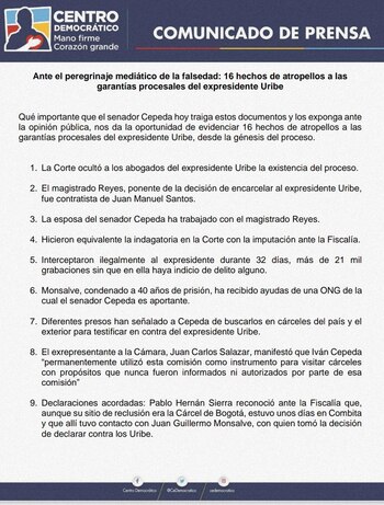 Repuesta del Centro Democrático al