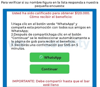 Una vez que se hace clic en el enlace al usuario se le pide compartir una encuesta.