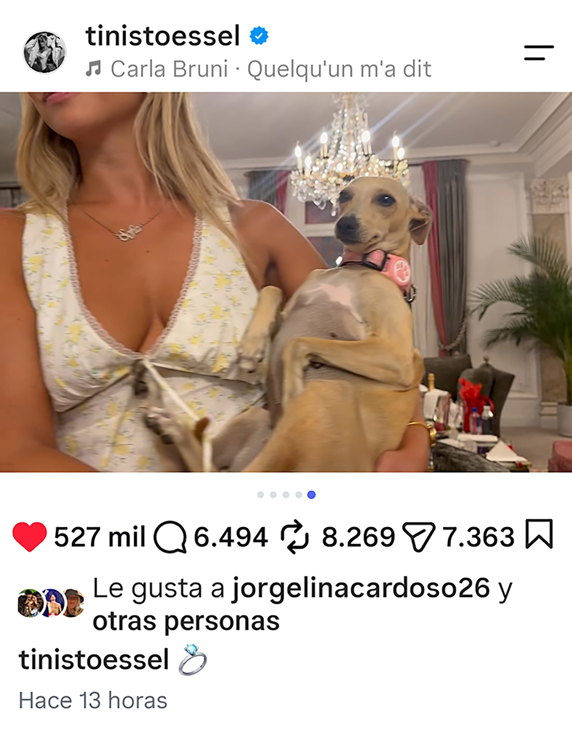 Las redes sociales interpretaron que el emoji de anillo de compromiso fue una señal sobre una posible boda de Tini Stoessel y Rodrigo De Paul