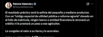 Paloma Valencia - crédito @PalomaValenciaL/X