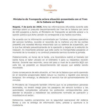 Ministerio de Transporte - crédito Ministerio de Transporte