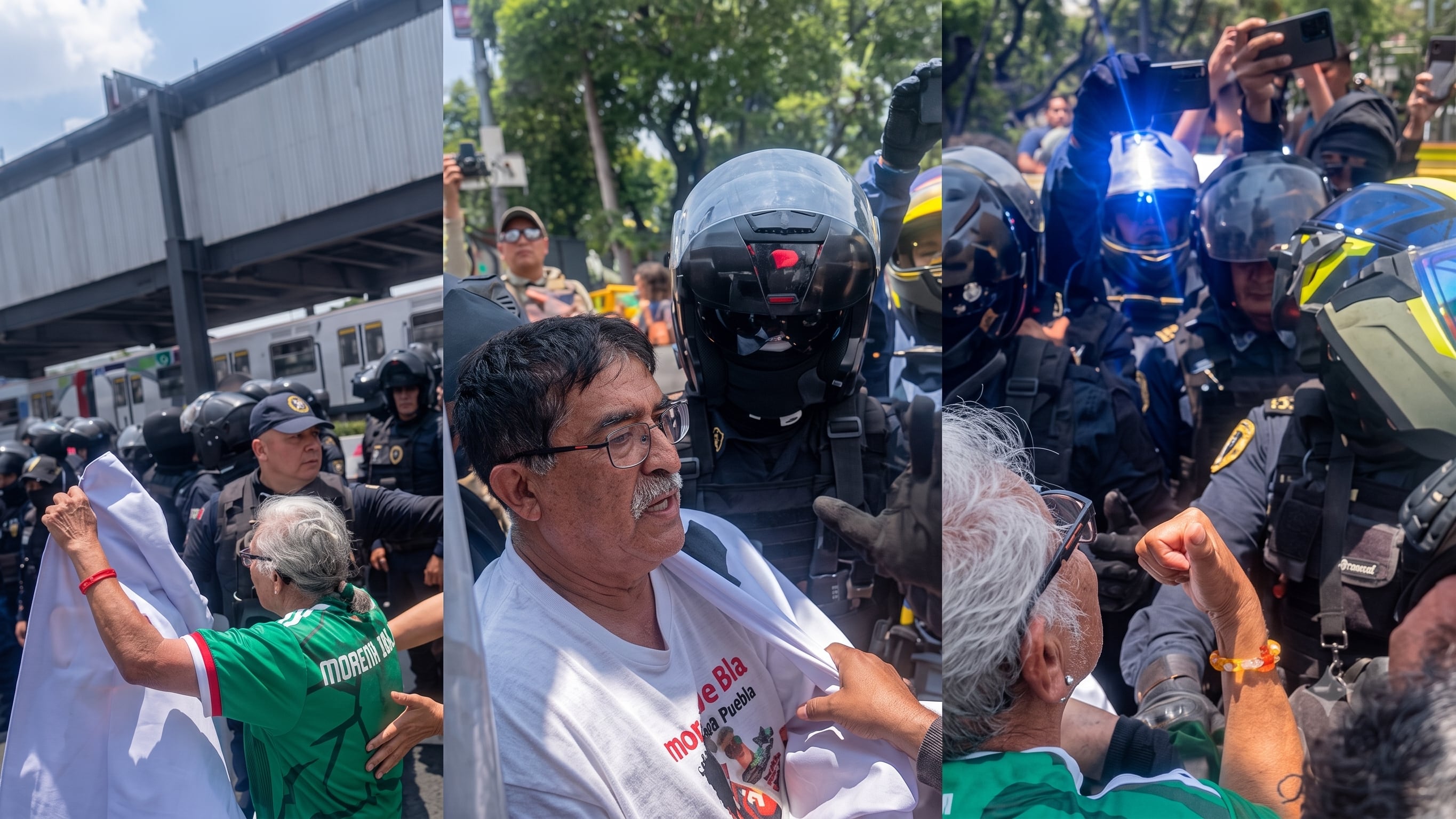 “La policía nos está agrediendo”, se escucha en los videos donde se ve a policías ejercer fuerza contra familiares buscadores. (Captura de pantalla del video publicado por @Desinformemonos)