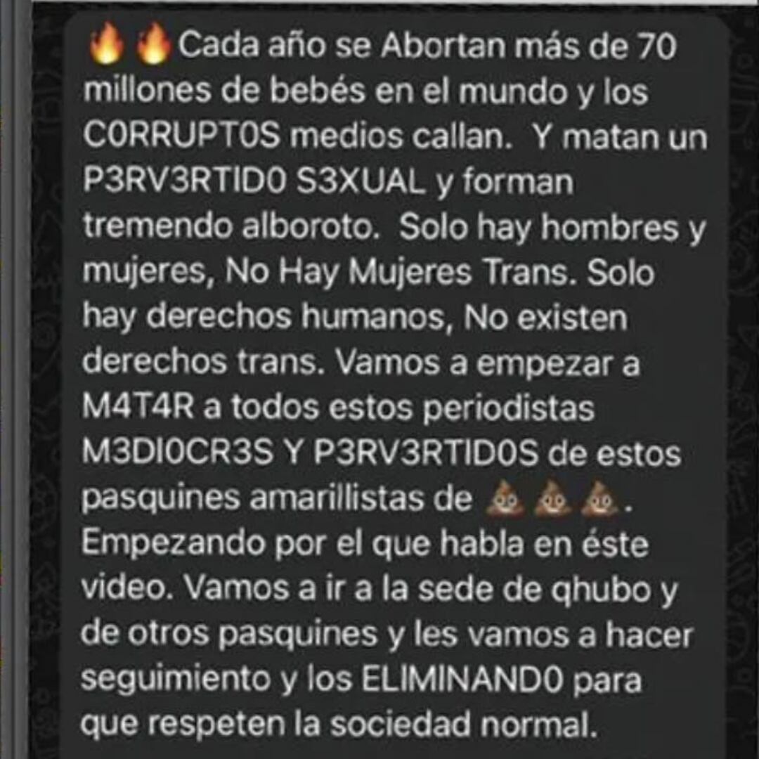 Con este tipo de mensajes estarían amenazando a periodistas que cubrieron el crimen de Sara Millerey - crédito Medellín Oscura/Facebook