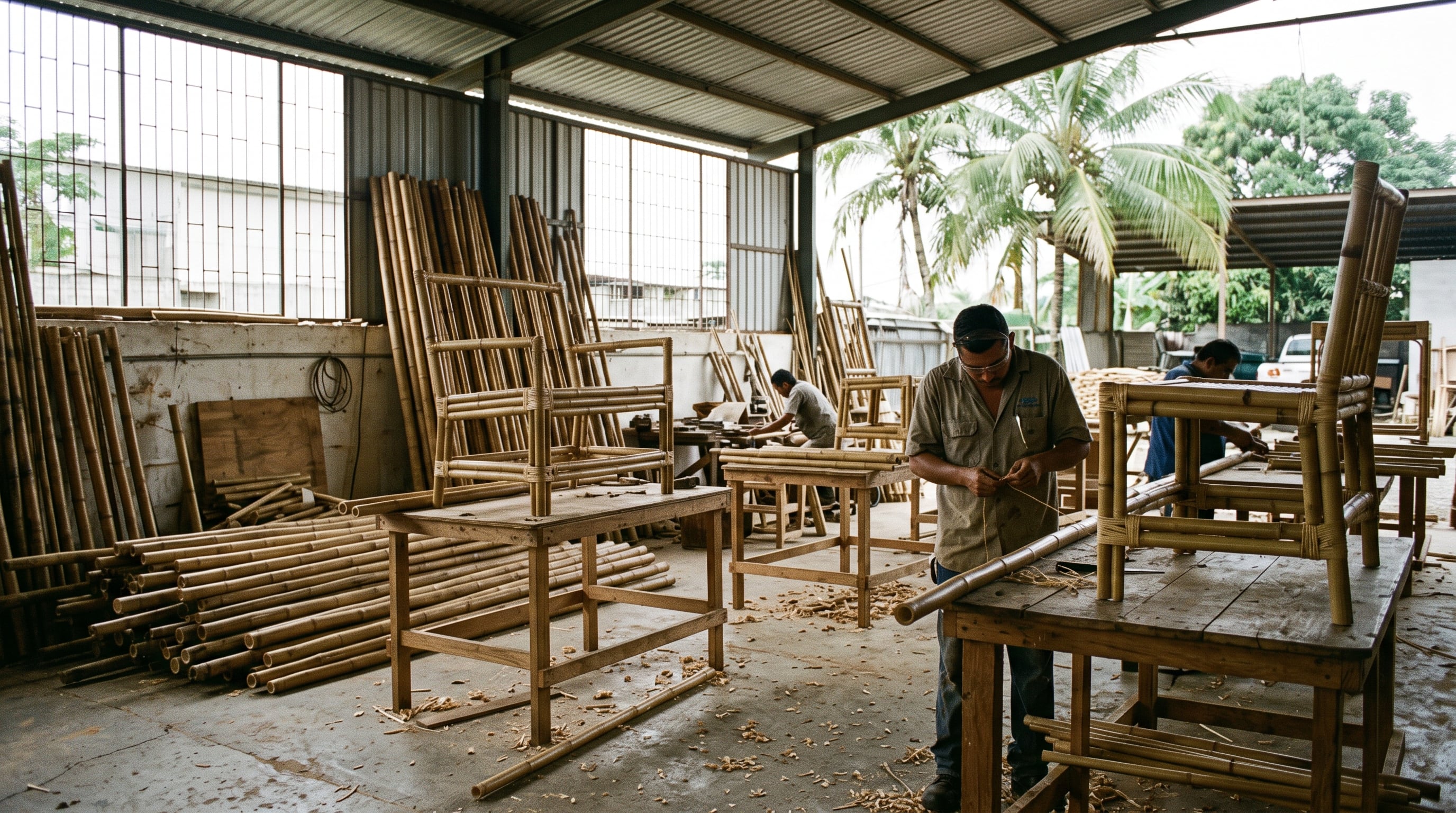 Artesanos ensamblan sillas y estructuras de bambú en un taller de carpintería ubicado en Ciudad de Panamá. (Imagen Ilustrativa Infobae)